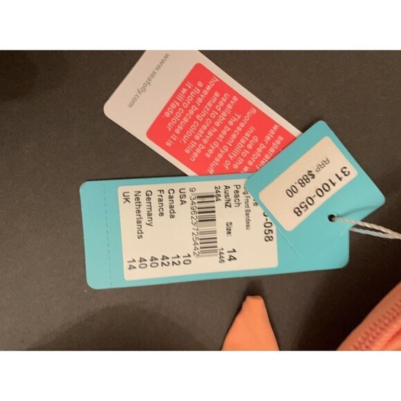 Seafolly Peach Active Ring Front Bandeau Bikini Top Swim US 10 AUS 14 NWT $88 - Picture 8 of 8